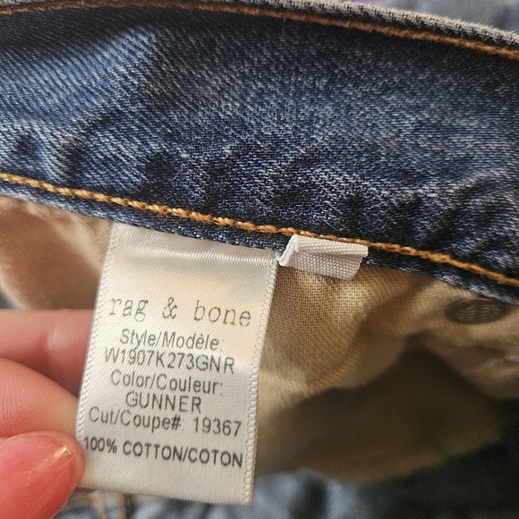 Rag & Bone Blue Distressed Jean Shorts Size 27 Low Rise Gunnar - Picture 5 of 5